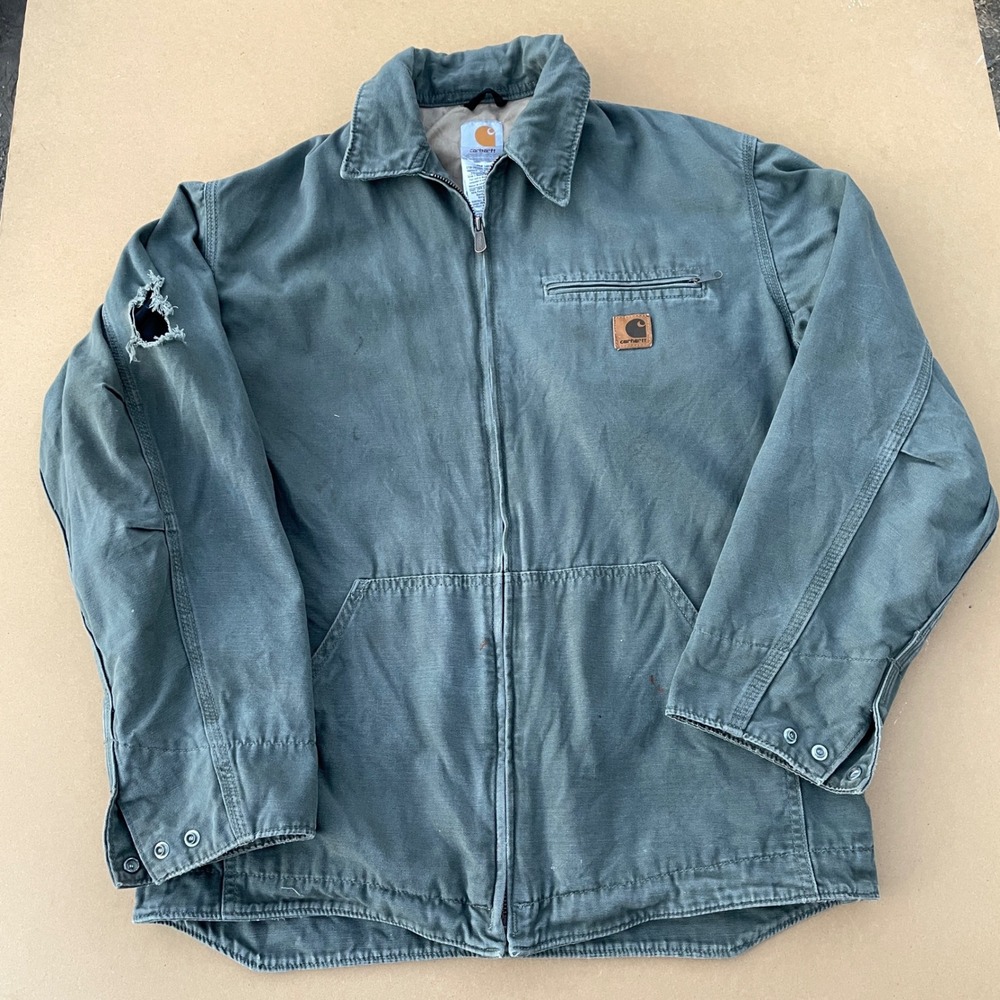 Carhartt Detroit Vintage Jacket Mens M Moss Green Casual Workwear J169 DMS